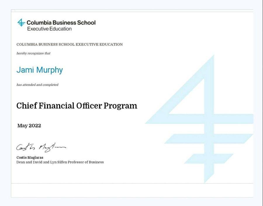 Chief Financial Officer Program certificate