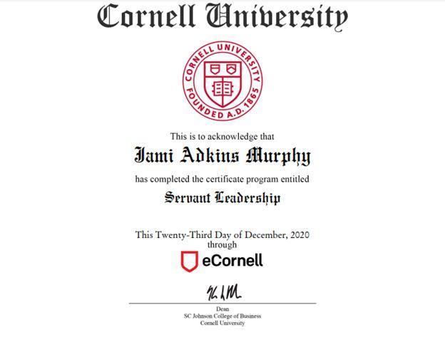 Servant Leadership certificate