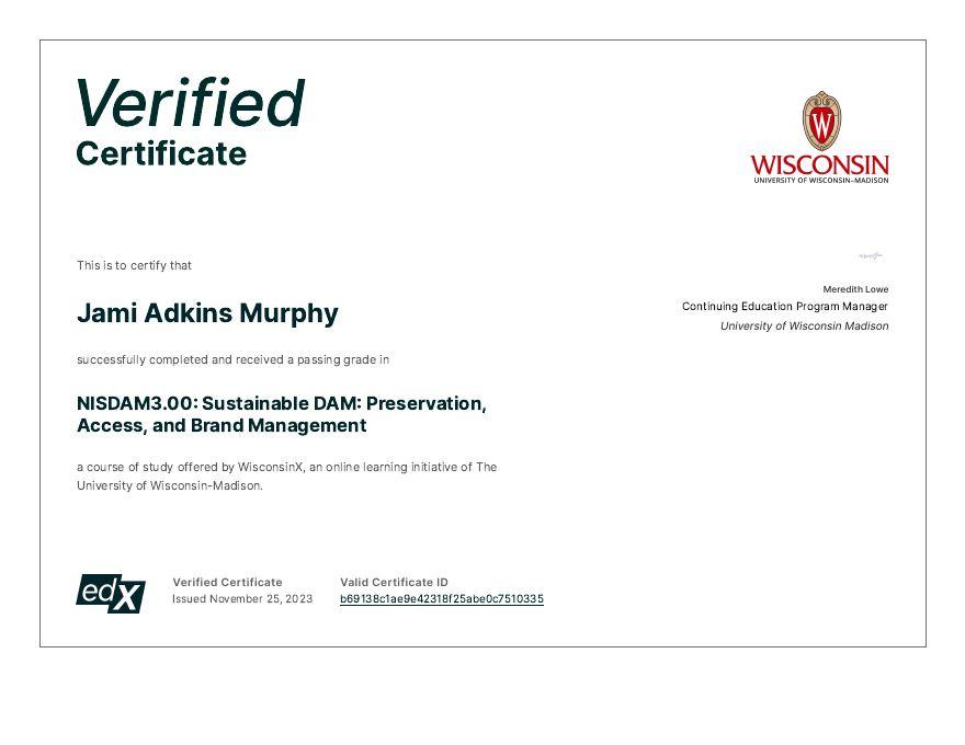 Digital Asset Management (3 courses) certificate