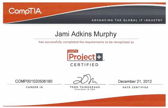 CompTIA Project+ certificate