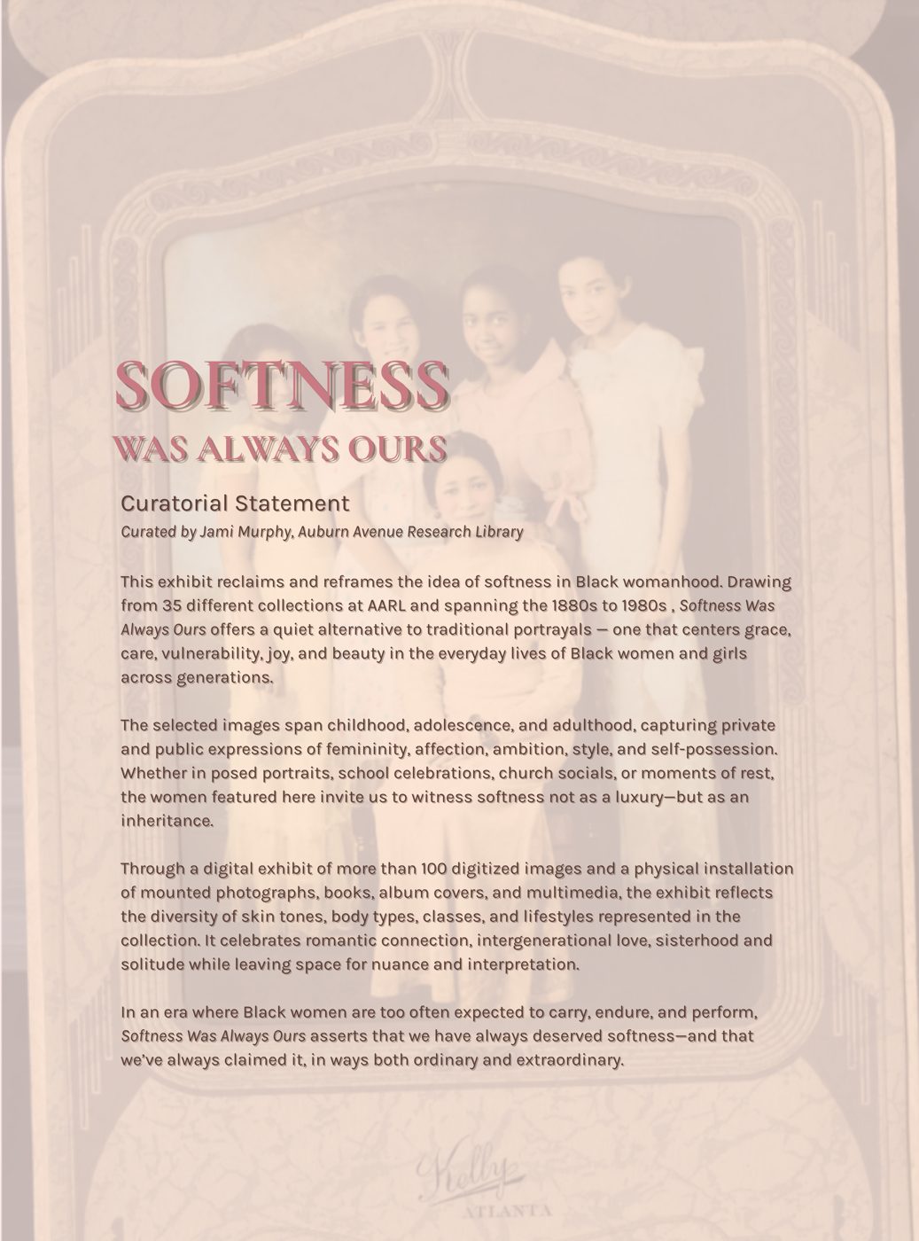 Softness Was Always Ours title wall panel with the curatorial statement