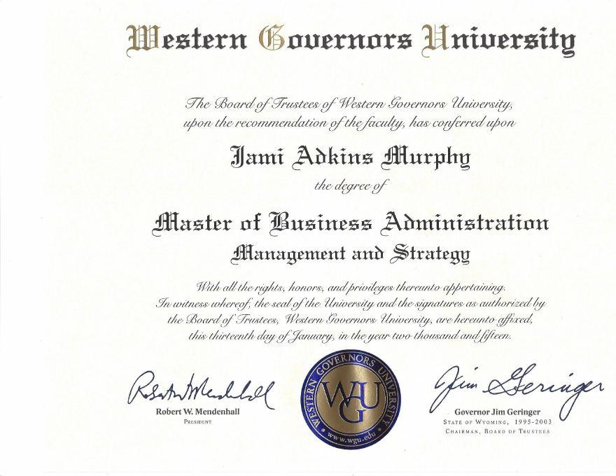 MBA, Management &amp; Strategy certificate