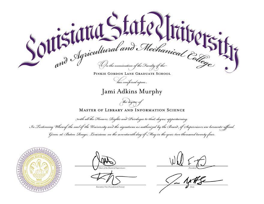 Master of Library &amp; Information Science certificate